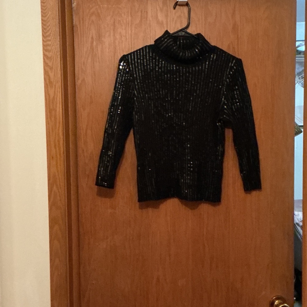 St. John Black Sequin Top